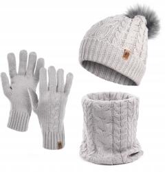 Heyo Női Téli Sapka Pomponnal, Kényelmes Nyakmelegítővel És Kesztyűvel (HZ0004)