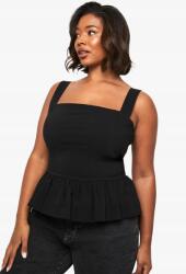 Boohoo Fekete Plus Size Vállpántos Felső Klasszikus Nyitott Vállakkal Boohoo 52