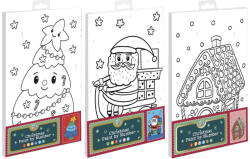 MOXY Festés számok szerint gyerekeknek (vászon, festék, ecset), 20x30cm, karácsonyi, 3 féle változat (karácsonyfa, télapó, mézeskalács házikó) (RMS-800068) - mesescuccok