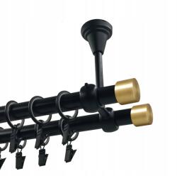 Imperia Deco Dupla függönykarnis, Fém, Mennyezeti, 19+19 mm, Matt Fekete, 200 cm, Luna Gold (KAR.MET. II SUFIT /19+19/ 200cm LUNA GOLD)