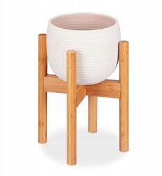 Relaxdays Állítható virágállvány virágcseréphez, dekoratív, természetes bambusz szín (5908453702630)