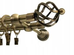 Imperia Deco Függönykarnis, fém, fi16+16, berlo, Antik Arany, 140cm, galvanizált (KAR.MET. II /16/ 140cm Złoto Antyk BERŁO)