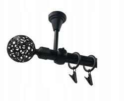 ESTAdeco Fém Függönysín, Mennyezetre Szerelhető, 19mm, Matt Fekete, 160cm, Választható Végződésekkel (karnisz SUFIT I 19mm Czarny Mat MIX)