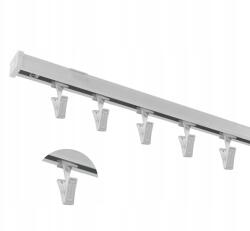 ESTAdeco Függönysín mennyezeti, egyes, "M" típusú, alumínium, 160 cm, Készlet, csipeszekkel (SZYNA M 160cm KPL + ŻABKI)