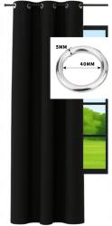 NOW-ART Függöny, készen felrakható, karikás, 145x220 cm, matt fekete (Zasłona gotowa gładka czarna 220)
