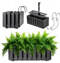 Kadax Erkélydoboz Virágtartó Fogantyúk 38x18x16, 5 cm Antracit (K8428)