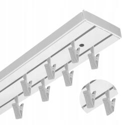 ESTAdeco Elegance Pvc fehér kétsoros mennyezeti karnis szett, zsinórfüggöny akasztókkal, 180 cm (szyna PCV II SN KPL żabki)