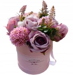  Virágdoboz Rózsaszín- Nagy Csokor Művirág Rózsa Ajándék/dedikált