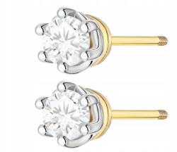 ZŁOCISTO Arany Fülbevaló Csavart Stift Gyémánt Arany 585 Ajándék Gravírozás (DLA DZIEWCZYNY NARZECZONEJ)