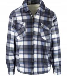 Agrafka Meleg polár férfi kockás ing, fehér szőrmével bélelt, L (5905756088874)