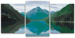 Festés számok szerint - Tavi visszatükröződés (3 darab vászonkép) Méret: V1 (3db), Keretezés: Keret nélkül (csak a vászon)