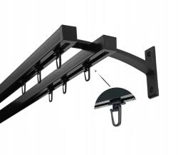 Imperia Deco Kwadro Alumínium Függönysín 20+20mm Matt Fekete 200cm tűzőkapoccsal (KAR. II 20mm KWADRO CZARNY MAT 200cm agrafka)