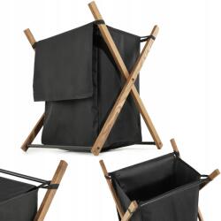 Kadax Szennyestartó Kosár Fehérnemű Anyag Bambusz Összecsukható Fekete 39L (K9650)