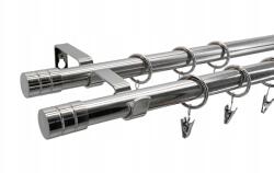 ESTAdeco Loft Kétsoros Függönyrúd 19+19 mm Fém Nikkel 160 cm MIX végződés választékkal (karnisz LOFT II 19mm MIX Nikiel)