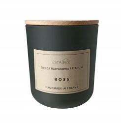 ESTAdeco Repcegyertya, Természetes, Öko, Vegán, 270 ml, Boss illat, 80 óra égési idő (Świeca Czarny Mat Boss 270ml)