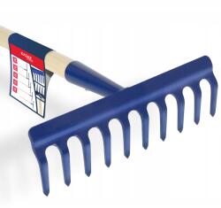 Kadax Kerti Fűnyíró Gereblye Fa Nyél 135 cm Gereblye 10 Fog Edzett (K2504)