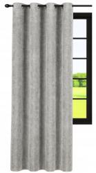 NOW-ART Velúr függöny, készre varrva, 140x240 cm, szürke, nappaliba, karikás (5905575589491)