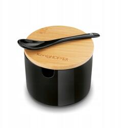 Konighoffer Cukortartó porcelán fedővel és kanállal, fekete (5903313444675)