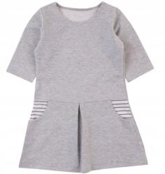  Lány ruha zsebekkel szürke 128cm (MK/S284/128)