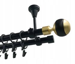 Imperia Deco Dupla függönykarnis, Fém, Mennyezeti, 19+19, Matt Fekete, 140cm, Kula Black&gold (Fekete-Arany Gömb) (KAR.MET. II SUFIT /19+19/ 140cm KULA DUŻA)