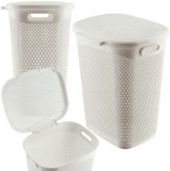 Kadax Szennyestartó Kosár Nagy, Fedéllel Fehér 55L Műanyag Erős (K9626)