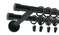 ESTAdeco Függönykarnis Dupla Fém 19+19 mm Fekete 180 cm Luna (karnisz II Ø19mm Czarny Mat LUNA)