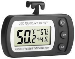 Edman Termometru pentru frigider Edman, LCD, cu carlig, inregistrari de temperatura minima si maxima, rezistent la apa, Negru