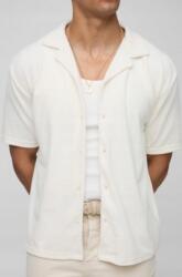 Boohooman Ekrü Ing Törölköző Rövid Ujjú Gombos Gallér Boohooman M