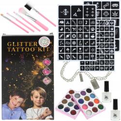 Drobiazgarnia Nagy Szett Csillám Tetoválás Sablonok 120 Sablon 24 Csillámpor Fekete
