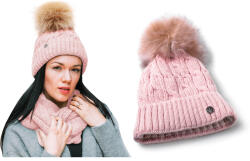 Heyo Meleg Női Téli Sapka Felhajtható Szélű Pomponnal, Polár Béléssel Lengyel Gyártmány (H18527)
