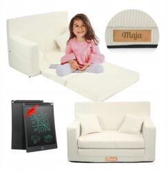 Flumi Kanapé Összecsukható kanapé gyerekeknek habszivacs ágy kordbársony matrac Ingyenes Ajándékok (Sofa dziecięca SZTRUKS jasny krem)