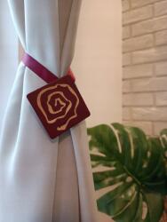 ESTAdeco Mágneses függönyelkötő, fa hatású Padlizsán színű (klips drewno kwadrat Bakłażan)