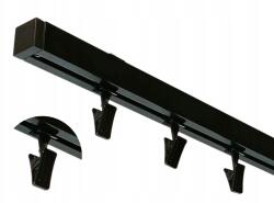 ESTAdeco Függönysín mennyezetre, egy soros, "M" típusú, alumínium, Fekete, csipeszekkel, 200 cm (SZYNA M CZARNA 200cm KPL + ŻABKI)