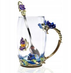  Pohár Kávéscsésze, Virágos Teák Forró és Hideg Italokhoz Acél (E36S)