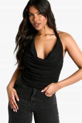 Boohoo Fekete Hálós Testhezálló Felső Lezser Boohoo Nyakkivágással 44