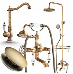 Ari Mosdó csaptelep Magas kád csaptelep Retro sárgaréz Fürdőszoba Szett (Bateria umywalkowa)