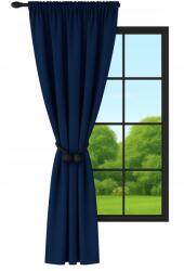 NOW-ART Kész függöny, sima, 145x230 cm, fényáteresztő, glamour stílusú, sötétkék, csattal (LEN-C 145x230 na żabki taśmie tunel)