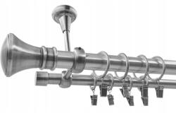 ESTAdeco Fém Kétsoros Függönysín, Mennyezetre Szerelhető, 25+19 mm, Ezüst Nikkel, 180 cm, Végvégződés MIX (karnisz SUFIT II 25mm MIX Nikiel)