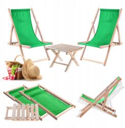 Kadax Kerti Napozóágyak Strand Fa Napozóágy 2 db Összecsukható Dohányzóasztal (K12315)