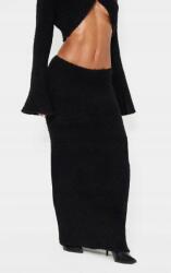 Prettylittlething Fekete Klasszikus Kötött Maxi Szoknya Egyenes Gumis Prettylittlething S