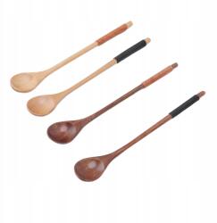  4 Db Nagy Méretű, Lakkozott Fa Kanál, Hosszú Nyél, 20 CM (5604601231)