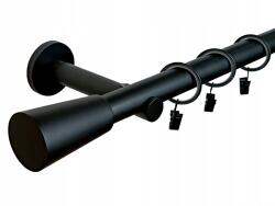 ESTAdeco Függönyrúd Egyágú Fém fekete matt, választható végződésekkel 25 mm 180 cm (karnisz I 25mm Czarny Mat MIX)