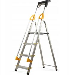 Kadax Háztartási Alumínium Létra 4 Lépcsős Összecsukható Korláttal Polc Kampó (K4419)