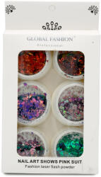 Global Fashion Set 6 decoratiuni, Paiete multicolore pentru unghii