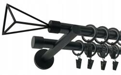 ESTAdeco Dupla Függönykarnis 19+19mm Fekete 160cm Geometric (karnisz II Ø19mm Czarny Mat GEOMETRIC)