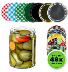 Kadax Befőttesüveg 540 ml 500 ml Befőttesüveg Fedél Kupak 48DB FI82 (K7612)