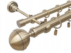 ESTAdeco Függönyrúd Kettős Fém Arany Antik szín, végek keveréke 25+19 mm 180 cm (karnisz II 25mm MIX Złoto Antyk)