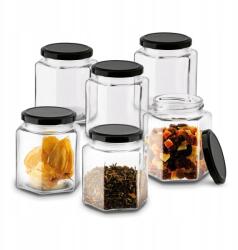 Tadar 6 db-os ételtároló üvegedény szett fém kupakkal 400ml (5903313449519)