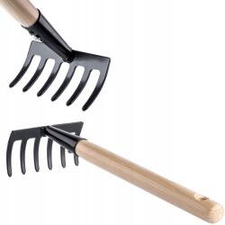 Kadax Kis Gereblye Fém Kerti Gereblye 33 cm 6 Fogú Fa Nyél Tömör (K3501)