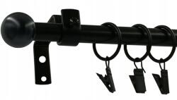 ESTAdeco Függönyrúd Fekete Matt Loft Ø16mm Golyó Végződéssel 160cm (karnisz I LOFT fi16mm KULKA)